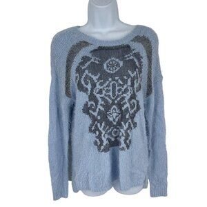 I Jean by Buffalo Eyelash Oversized Blue and Metallic Long Sleeve Sweater Size X